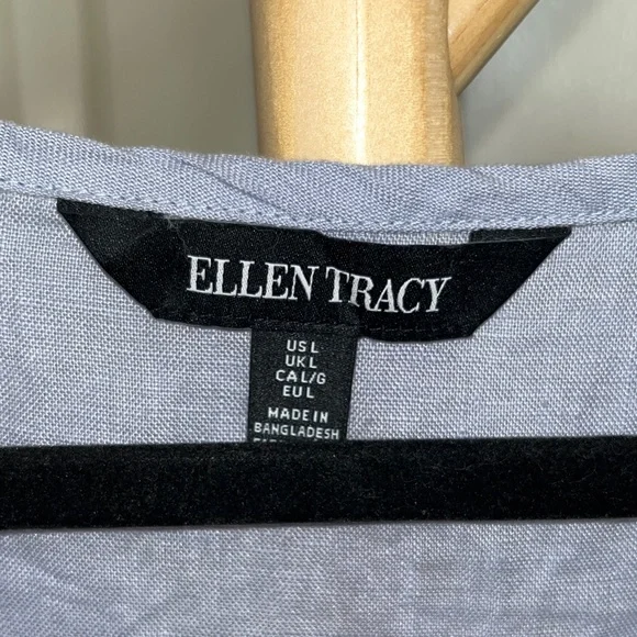 Linen Bell Sleeve Blue Blouse - Picture 2 of 8